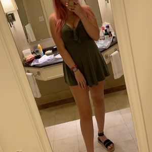 LA Hearts Tie-front Green Romper